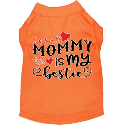 Mommy is my Bestie Screen Print Dog Shirt Orange Lg