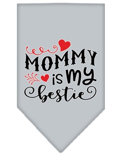 Mommy is my Bestie Screen Print Pet Bandana Grey Large