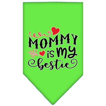 Mommy is my Bestie Screen Print Pet Bandana Lime Green Large
