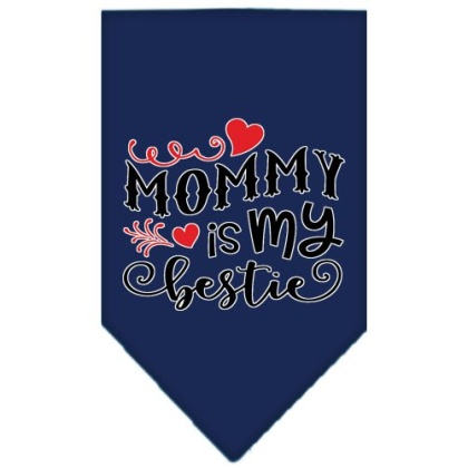 Mommy is my Bestie Screen Print Pet Bandana Navy Blue large