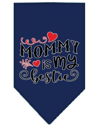Mommy is my Bestie Screen Print Pet Bandana Navy Blue large