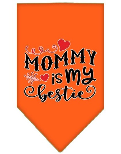 Mommy is my Bestie Screen Print Pet Bandana Orange Large