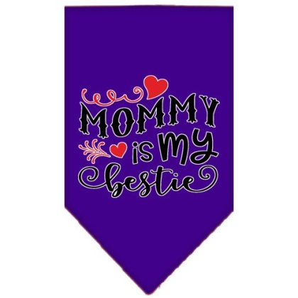 Mommy is my Bestie Screen Print Pet Bandana Purple Large