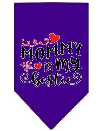 Mommy is my Bestie Screen Print Pet Bandana Purple Large