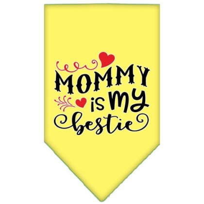 Mommy is my Bestie Screen Print Pet Bandana Yellow Large