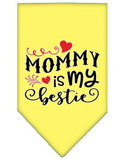 Mommy is my Bestie Screen Print Pet Bandana Yellow Large