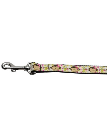 Monkeys and Bananas Nylon Ribbon Collars 1 wide 4ft Leash