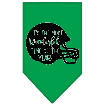 Most Wonderful Time of the Year (Football) Screen Print Bandana Emerald Green Large