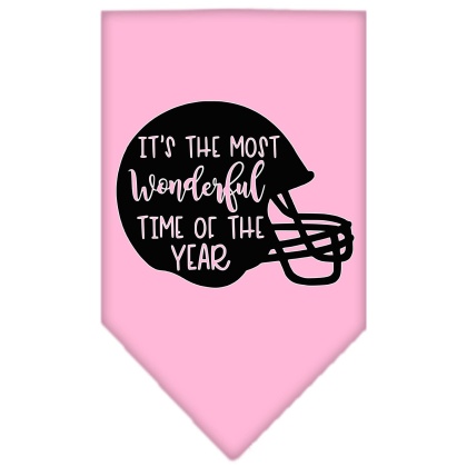 Most Wonderful Time of the Year (Football) Screen Print Bandana Light Pink Large