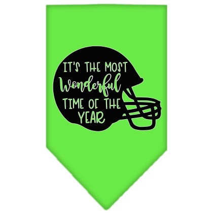Most Wonderful Time of the Year (Football) Screen Print Bandana Lime Green Large