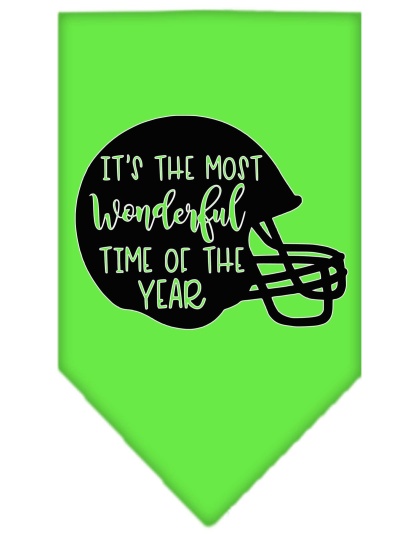 Most Wonderful Time of the Year (Football) Screen Print Bandana Lime Green Large