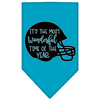 Most Wonderful Time of the Year (Football) Screen Print Bandana Turquoise Large