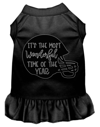 Most Wonderful Time of the Year (Football) Screen Print Dog Dress Black 4X