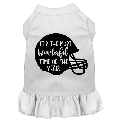 Most Wonderful Time of the Year (Football) Screen Print Dog Dress White 4X