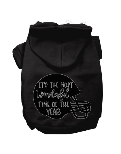 Most Wonderful Time of the Year (Football) Screen Print Dog Hoodie Black L