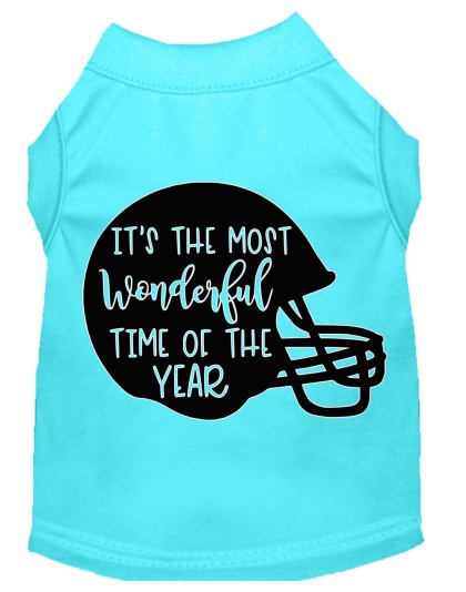 Most Wonderful Time of the Year (Football) Screen Print Dog Shirt Aqua Lg