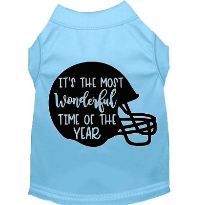 Most Wonderful Time of the Year (Football) Screen Print Dog Shirt Baby Blue Lg