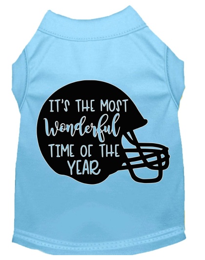 Most Wonderful Time of the Year (Football) Screen Print Dog Shirt Baby Blue Lg