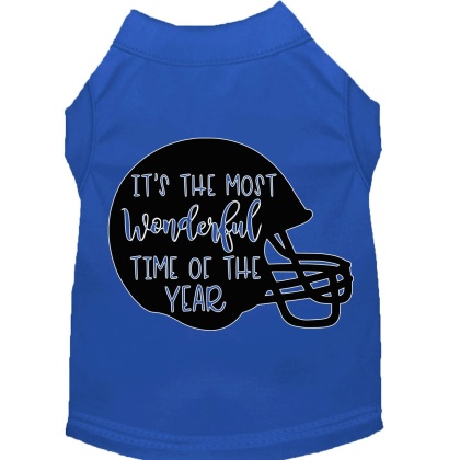 Most Wonderful Time of the Year (Football) Screen Print Dog Shirt Blue Lg