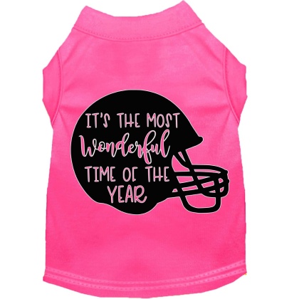 Most Wonderful Time of the Year (Football) Screen Print Dog Shirt Bright Pink Lg