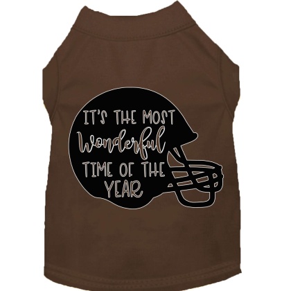 Most Wonderful Time of the Year (Football) Screen Print Dog Shirt Brown Lg