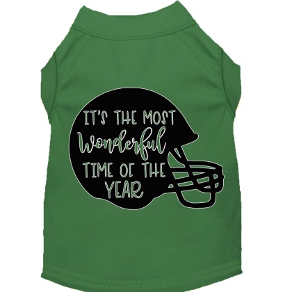 Most Wonderful Time of the Year (Football) Screen Print Dog Shirt Green Lg