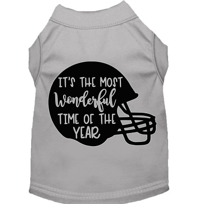 Most Wonderful Time of the Year (Football) Screen Print Dog Shirt Grey Lg