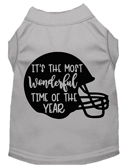 Most Wonderful Time of the Year (Football) Screen Print Dog Shirt Grey Lg