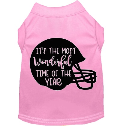 Most Wonderful Time of the Year (Football) Screen Print Dog Shirt Light Pink Lg