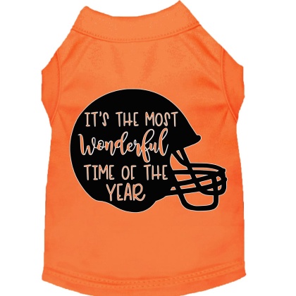Most Wonderful Time of the Year (Football) Screen Print Dog Shirt Orange Lg