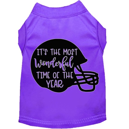 Most Wonderful Time of the Year (Football) Screen Print Dog Shirt Purple Lg