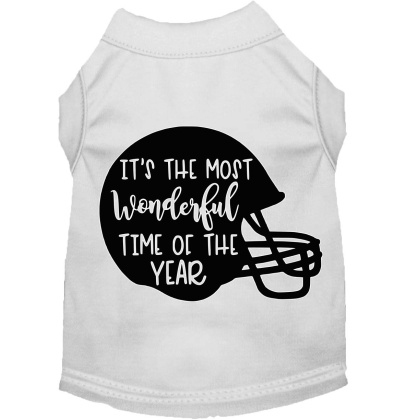 Most Wonderful Time of the Year (Football) Screen Print Dog Shirt White Lg
