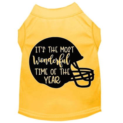 Most Wonderful Time of the Year (Football) Screen Print Dog Shirt Yellow Lg