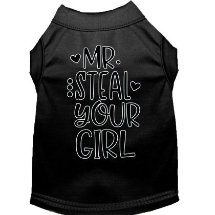 Mr Steal your Girl Screen Print Dog Shirt Black Lg