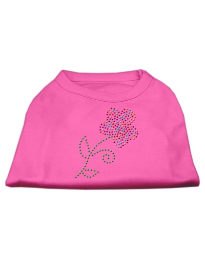 Multi-Colored Flower Rhinestone Shirt Bright Pink L