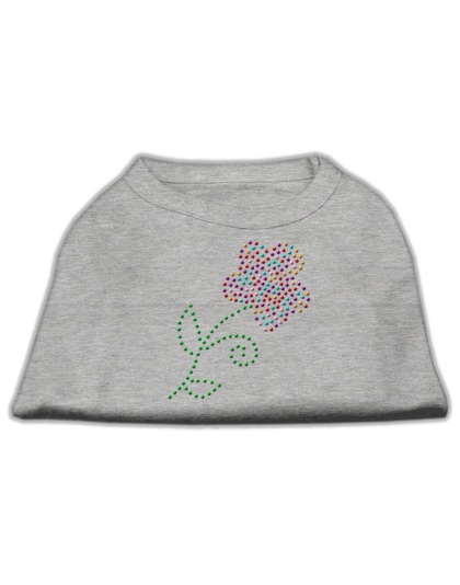 Multi-Colored Flower Rhinestone Shirt Grey L