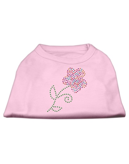 Multi-Colored Flower Rhinestone Shirt Light Pink L