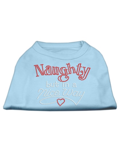 Naughty But Nice Rhinestone Shirts Baby Blue L