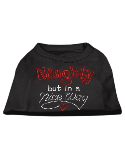 Naughty But Nice Rhinestone Shirts Black L