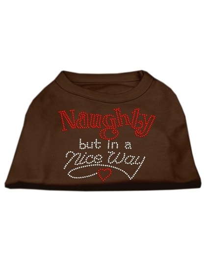 Naughty But Nice Rhinestone Shirts Brown Lg