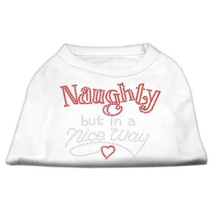 Naughty But Nice Rhinestone Shirts White L