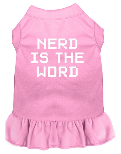 Nerd is the Word Screen Print Dress Light Pink 4X (22)
