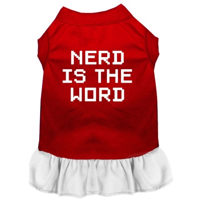 Nerd is the Word Screen Print Dress Red with White Lg