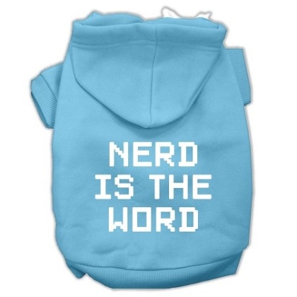 Nerd is the Word Screen Print Pet Hoodies Baby Blue Size L