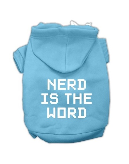 Nerd is the Word Screen Print Pet Hoodies Baby Blue Size L