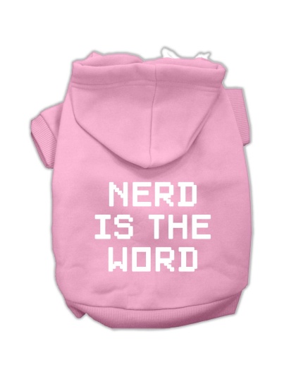 Nerd is the Word Screen Print Pet Hoodies Light Pink Size L