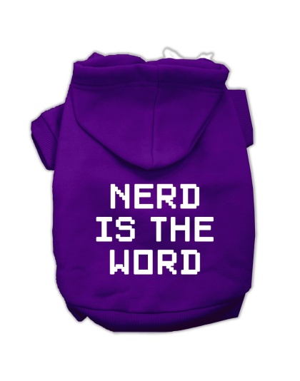 Nerd is the Word Screen Print Pet Hoodies Purple Size L