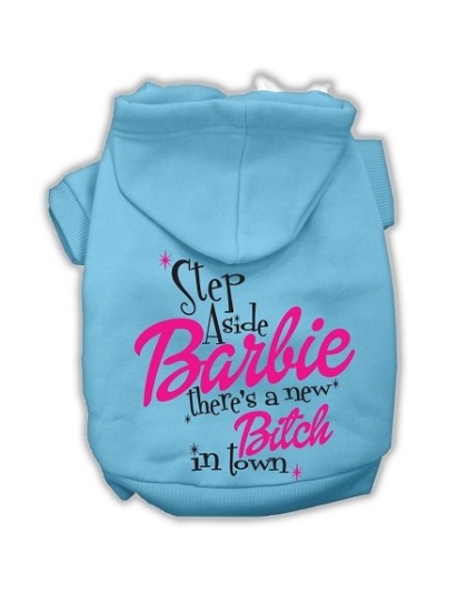 New Bitch in Town Screenprint Hoodie Baby Blue L