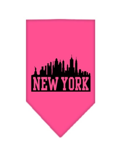 New York Skyline Screen Print Bandana Bright Pink Large