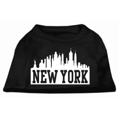 New York Skyline Screen Print Shirt Black Lg